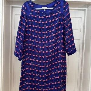Royal Blue Mini Dress with Pink Flamingo Print
